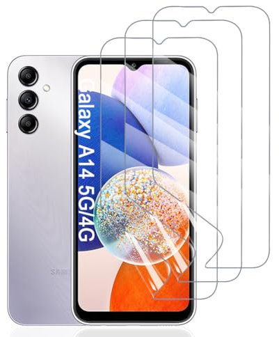 Hhfcryst Film Hydrogel de Protection pour Samsung Galaxy A14 5G /4G, 3 Pièces TPU protections d'écran HD Transparent Souple(Verre non trempé)