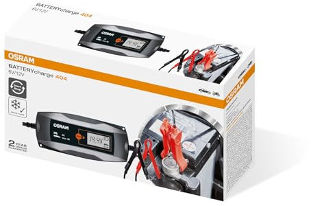OSRAM Battery Charger 4Amp, OEBCS404, 6/12 V 4 A Smart-Batterieladegerät, maximale Ladeleistung 90 Ah, Start-/Stopp-kompatibel, Autos mit Diesel-/Benzinmotoren, 12-V-Batterie für Hybrid-/Elektroautos