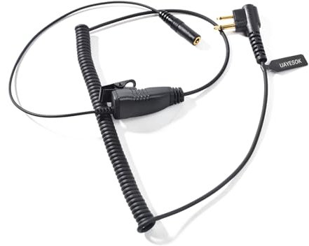UAYESOK Walkie Talkie Earpiece Adapter, M 2 Pin to 3.5mm Female Radio Headset Audio Adapter with PTT Mic for Motorola CP040 DP1400 GP88 GP300 GP68 CT150 XT420 XT460 HYT PD405 PD505 Ham Two Way Radio