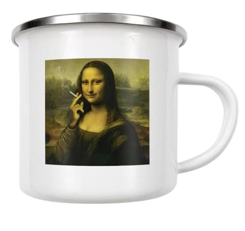 artboxONE Emaille Tasse Mona Smoke von Ibanez Design - Emaille Becher Menschen