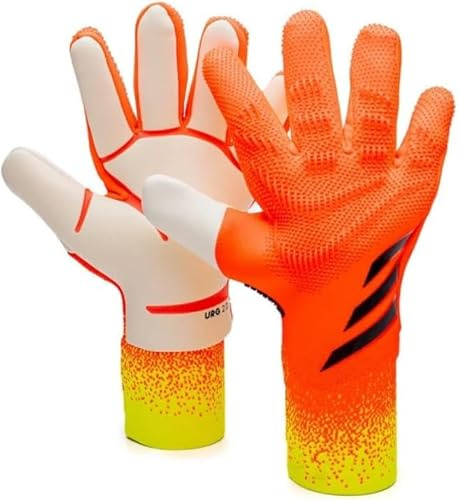 KINGGOO Gants de Gardien de But de Football, Gants d'entraînement avec Forte adhérence, antidérapants et Respirants pour Adultes et Enfants (Orange, 8)