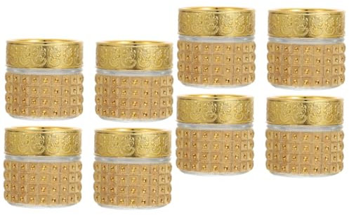 Healeved 2 Ensembles Bouteille Boite Rangement Boite De Rangement Pilule Terrarium Verre Rechargeable Boire Pots De Stockage De Haute Qualité Pots Exquis Un Verre Golden 4 Pièces * 2