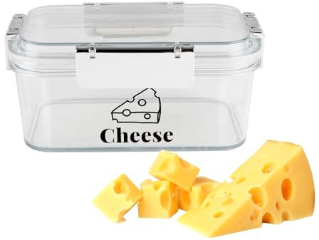 Gzsekken Cheese Storage Box for Fridge,Airtight Fridge Container with Lid,Clear Plastic Grated Cream Chunk Cheese Dish,Freeze Safe Bacon Saver 17.3cm x11.9cm x7.6 cm