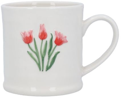 Gisela Graham Pink Tulips Embossed Stoneware Mug
