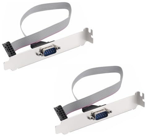 Maxhood DB9 to 10 Pin IDC Serial Cable 2-Pack, RS232 D-Sub 9Pin DB9 Male to 10Pin IDC Serial Cable, Motherboard Flat Ribbon Header Connector Adapter with 12cm Bracket,11inch