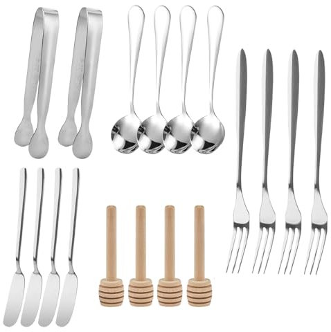 Ensemble d'argenterie en acier inoxydable, des cuillères et des fourchettes | Ensemble de couverts en acier inoxydable de 18 pièces - Cuisine, outil à manger, vaisselle pour les glaçons, le sucre, les
