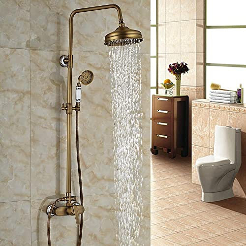 Colonne de Douche de Style rétro en Laiton Vieilli, avec mitigeur de Bain et pommeaux de Douche