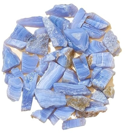 EBZFASO Garten-Dekosteine, Blaue Chalcedon-Kristalle, 500 g, Verschiedene Größen, for Aquarium, Blumentopf-Dekoration(2-3cm/500g)