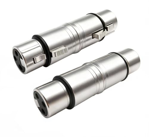 2 Pack XLR Female to Female Adapter, 3-Pin XLR Coupler with Secure Locking & Noise-Free Signal Transfer, Mic Cable Extension Gender Changer Connector for Audio Interface, Mixer, Camera, Amplifier