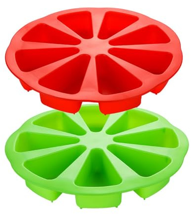 Silicone Baking Moulds, 8 Cavities Silicone Cake Moulds for Baking, Non Stick Pizza Slice Cake Silicone Mould Triangle Cake Mold Heat Resistant Baking Tool for Brownies Muffins Scone Pizza (2PCS)