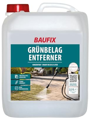BAUFIX Grünbelagentferner Konzentrat 2,5L | Chlorfrei, selbstwirkend, für Terrasse, Pflaster, Fassade & Holzzaun