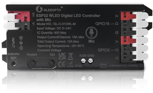 VETOLAKA Wled Controller: ESP32 Digital LED Strip Controller, Download zur Steuerung von (WS2812B, WS2811,SK6812, WS 2801 APA 012, APA104) für DIY und Smart Home Anwendungen