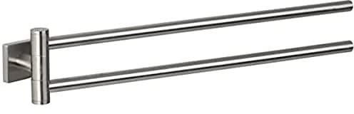 Spirella Handtuchstange Schwenkbar Handtuchhalter Badezimmer mit 2 Armen Edelstahl 45,5cm zum Schrauben und Kleben, Grau