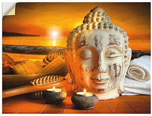 ARTland Wanddeko Wandtattoo selbstklebende Vinylfolie 80x60 cm Buddha Buddhismus Zen Spa Wellness Entspannung T5OK