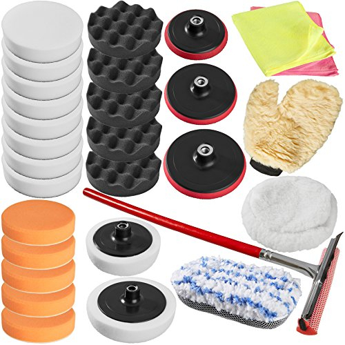 tectake® 29tlg Polierschwamm Politur Set für Poliermaschine Polierset