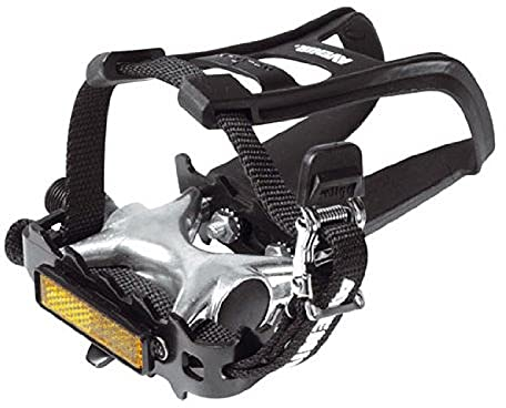 Raleigh - AVR210 - Alloy Pedals with Plastic Toe Clips and Fabric Straps for Hybrid, Trekking and City Bicycles 9/16 Axle in Silver and Black