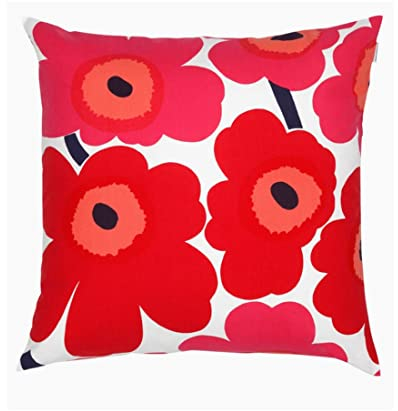 Marimekko - Kissenhülle - Kissenbezug - Pieni Unikko - weiß/rot - 50 x 50 cm