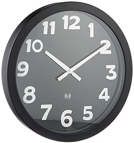 TFA Dostmann XL Funk-Wanduhr analog, 60.3506, mit Metallrahmen, groß, modern, gut ablesbar, schwarz