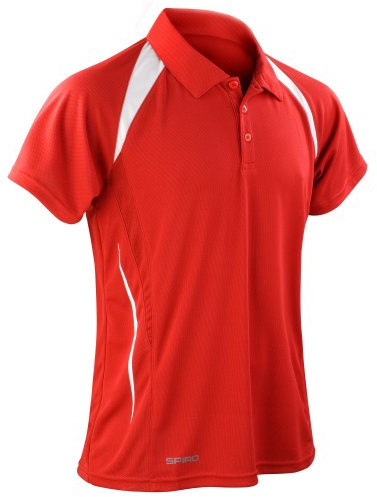 Spiro Mens Sports Team Spirit Performance Polo Shirt (L) (Red/White)