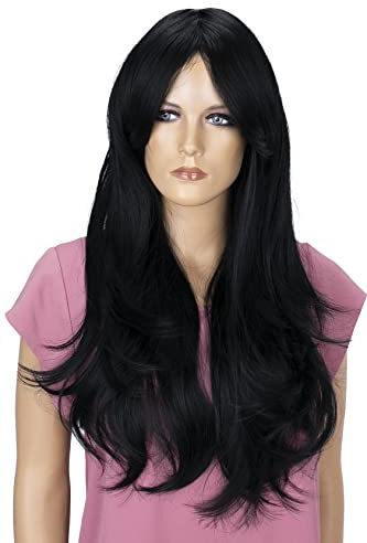 CAISHA 70cm Langhaar Perücke Fashion Wig Cosplay Glatt Schwarz WH5