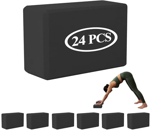 GOGO 24er Pack Yoga Blocks EVA-Schaum mit hoher Dichte, rutschfeste Oberfläche 4 x 6 x 9 Schwarz