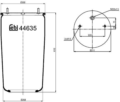 febi bilstein 44635 Air Spring without piston, pack of one