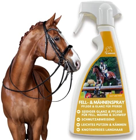 Schweif und Mähnenspray Pferd 0,5l Glanzspray & Kämmbarkeit Mähne Schweif I Mähnen und Schweifspray für Pferde I Fellpflege Hund Pferdepflege - Pferde Zubehör Detangler Spray leichtes Kämmen Fell Haar