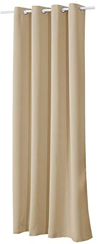 WOLTU Gardinen mit Ösen, Verdunklungsvorhang Blickdicht, Thermo Vorhang gegen Kälte und Hitze, Ösenschal, 250g/m² Dicke Vorhang, für Wohnzimmer Schlafzimmer, 140 x 225 cm, Champagne