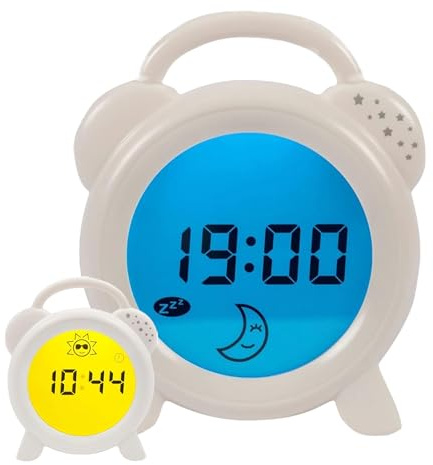 PurFlo Snoozee Sleep Trainer Clock for Toddlers | Kids Alarm Clock & Children's Night Light | Rechargeable & Portable