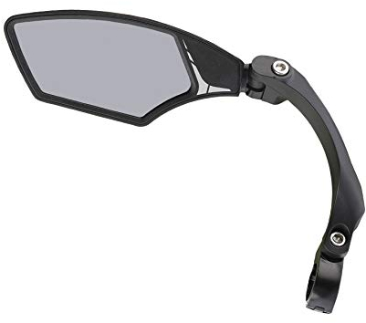 Mirage - Specchietto retrovisore per bicicletta e bici elettrica, con vetro leggermente sfumato, specchio regolabile, con clip, girevole, oscurante, nero, S