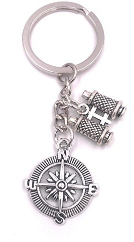 H-Customs Jumelles avec indications Porte-clés Pendentif en métal argenté