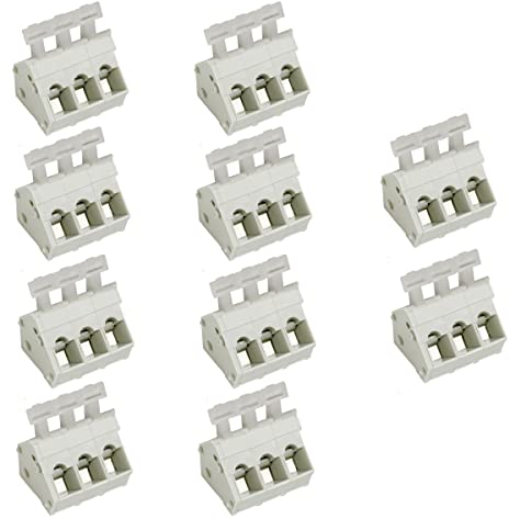 WITTKOWARE 10er-Pack AK3001/3KD-5.0 Zugfederkraft Leiterplatten-Anschlussklemmen, Raster 5mm, 24A/250V, 3-polig