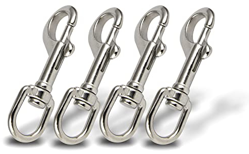 PROTECH 4 Stück Gedreht Karabiner mit Drehgelenk 87mm Edelstahl A4 V4A Wirbelkarabiner für Hundeleinen Schnellverschluss