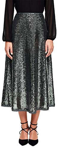 s.Oliver BLACK LABEL Damen Midirock mit funkelnden Pailletten Green 42