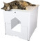 Palram Catshire Enclosed Cat Litter Box Furniture Hidden, Litter Tray for Cats, Kitty End Table, Pet House Enclosure, Feline Hideaway (White)
