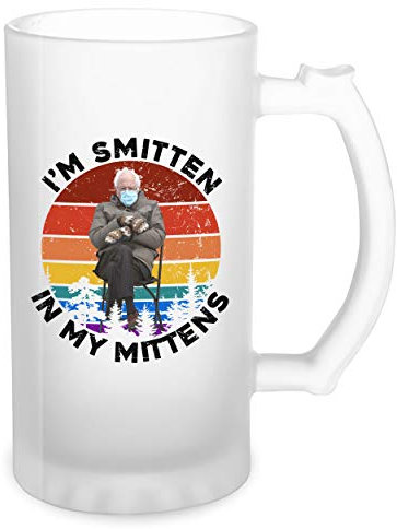 Bernie Sanders Smitten In My Mittens Transparent Bierkrug Stein 500ml Tasse