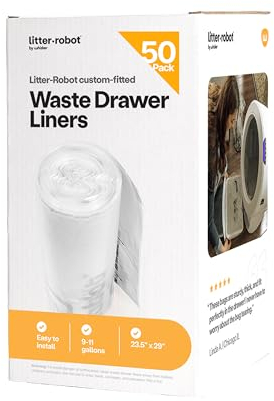 Sac-poubelle pour Litter-Robot par Whisker, pack de 50 - sacs-poubelles pour litière automatique pour chat, adaptées au Litter-Robot, capacité de 30 à 40 litres, installation rapide