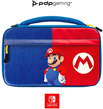 PDP Gaming Offiziell Lizenziert Switch Commuter Case - Mario - Semi-Hardshell PRotection - PRotective PU Leather - Holds 14 Games and Console - Works mit Switch OLED and Lite - Fine für Kids / Travel