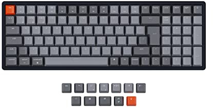 Keychron K4 Hot Swappable Wireless Bluetooth/USB Wired Gaming Mechanical Keyboard, 100 Keys ISO-UK-Layout RGB LED Backlit Gateron Red Switch N-Key Rollover, Aluminum Frame for Mac Windows, Version 2
