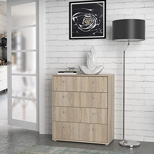 möbelando Kommode Standschrank Schrank Schubladenkommode Anrichte Holzschrank Tembi IX Sonoma-Eiche