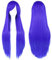 IMISSU 80 cm langes glattes Naturhaar Cosplay Perücken mit Pony Bunt Halloween Kostüm Party Perücke Haarverlängerungen (Blau)