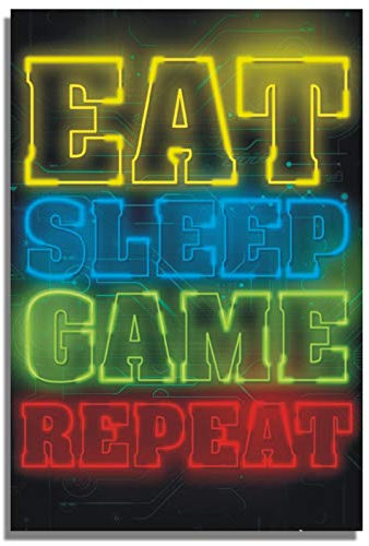 METAL Eat Sleep Game Repeat PS4 PS5 XBOX Tin Poster Aluminium Sign Wall Art Door Plaque Film Room Man Cave Nearly A4 Size 280x190mm