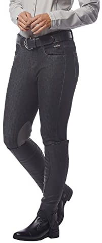 Kerrits Stretch Denim Knee Patch Breech Charcoal Size: M
