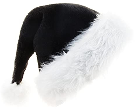Schwarze Plüsch-Weihnachtsmütze für Erwachsene und Kinder, bequem, Weihnachtsmann-Mütze, Partyzubehör, Geschenk, Weihnachtsdekoration, a, S/XL