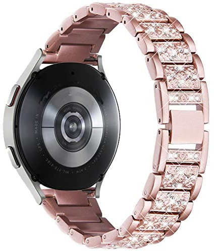 Apbands 20mm Armband Kompatibel für Samsung Watch Active 2 40mm 44mm/Galaxy 4/4 Classic/3 41mm/Active/42mm, Amazfit BIP/GTR 42mm/GTS/2/2e/3 Metall-Diamant-Armband