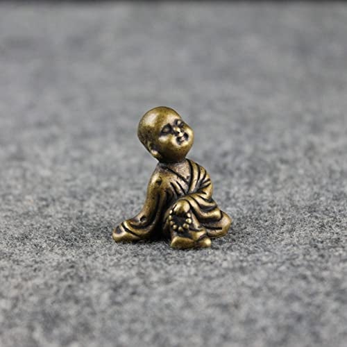 LIJUCAI Buddha-Statuen Kleiner Mönch, Kupfer, buddhistische Figur, Heimverein, geomantische Dekoration, antike Bronzefiguren, Tee-Haustierstatue, Kleiner Mönch, 24,2 g