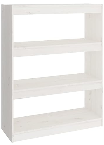 vidaXL Bücherregal Raumteiler Standregal Aktenregal Raumtrenner Regal Wandregal Büroregal Mehrzweckregal Weiß 80x30x103,5cm Massivholz Kiefer