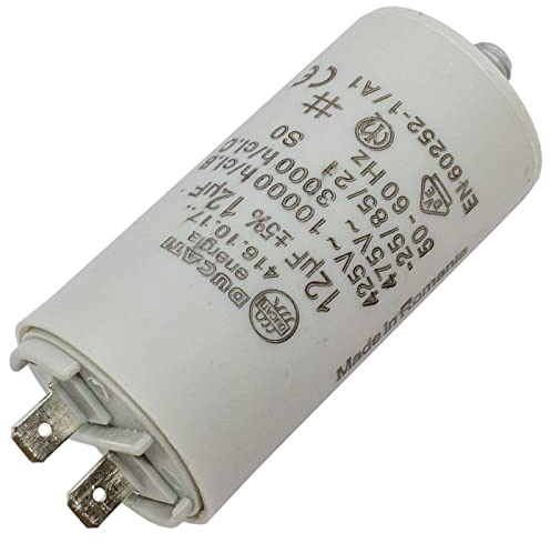Lumonic Anlaufkondensator 416.10.17 A [inkl. Stecker 6,3x0,8mm] | Motorkondensator 12µF 400V 36x70mm I Kondensator im isolierten Kunststoffgehäuse