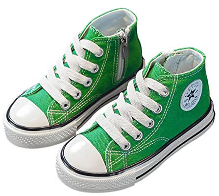 DEBAIJIA Kind Segeltuchschuhe Sneaker Junge Laufschuhe Turnschuhe Mädchen Sportschuhe rutschfeste Freizeitschuhe Straßenlaufschuhe EU 30.5-B-Grün