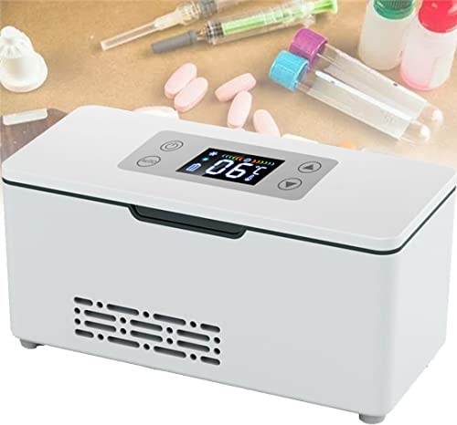 DPDZSW Nevera De Insulina 2-8 ℃, Mini Refrigerador Medicamentos, Nevera Insulina Electrica para Coche, Viaje, Sistema Alarma, Pantalla LCD, Medicamentos para Diabetes Estuche,1*Battery